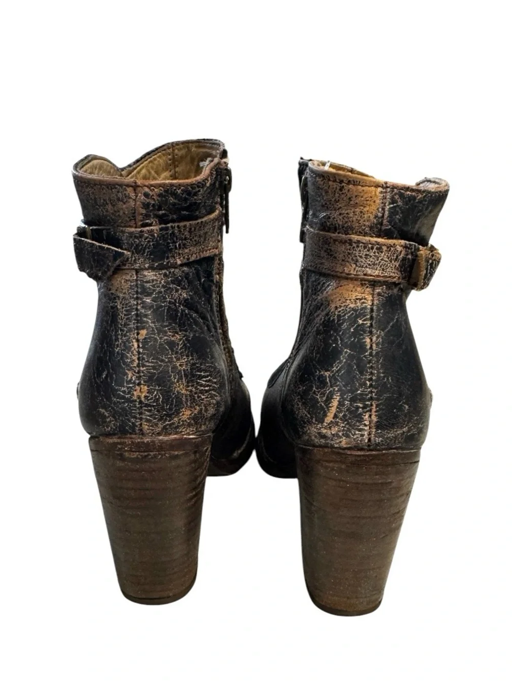 Bed-Stu Isla Women’s Brown Calf Hair Distressed Leather Ankle Boots Size 8.5